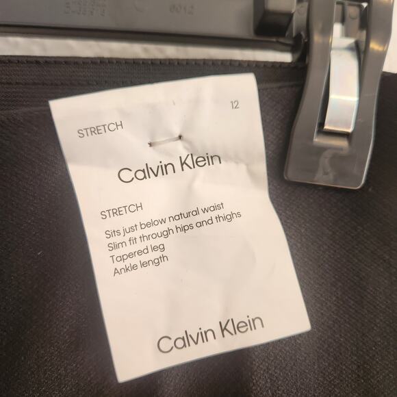 Calvin Klein Women's Size 12 Slim Fit Tapered Leg Stretch Dress Pants Black‎ NWT - Picture 2 of 5